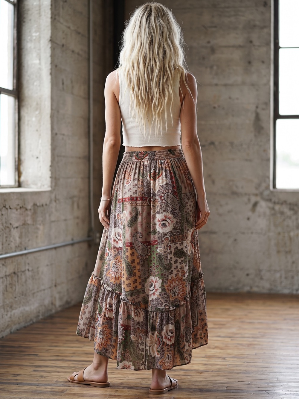NWT Angie Boho Festival Slit Maxi Skirt - Picture 3 of 4